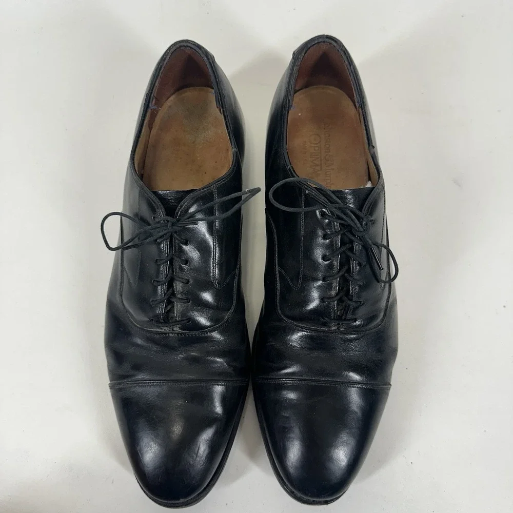 Johnston & Murphy Optima Oxford Cap Toe‎ Black Leather Dress Shoes 11.5 C/A